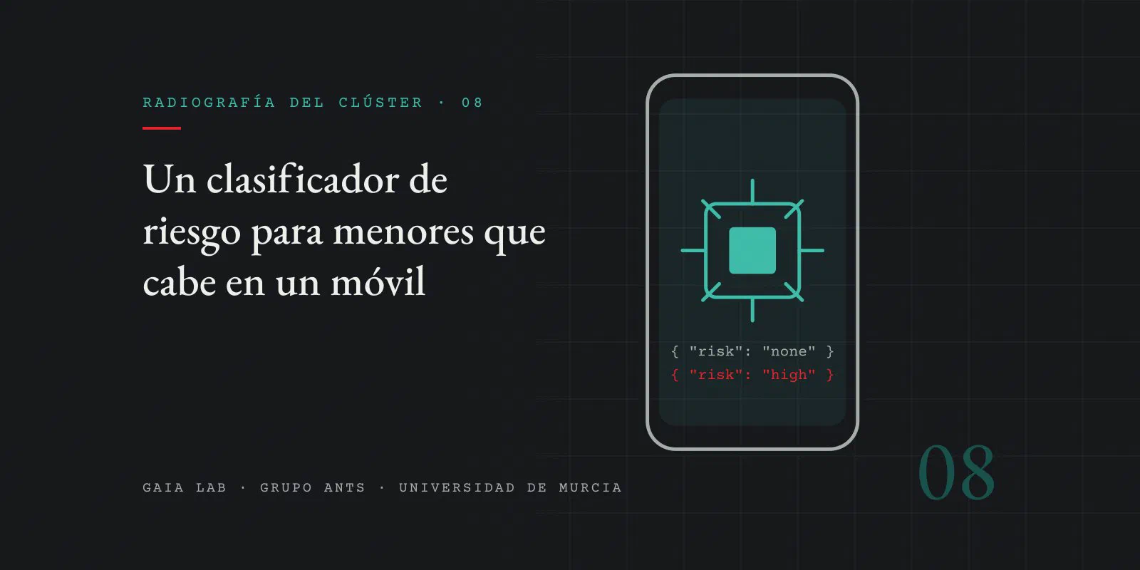 Silueta de un teléfono con un chip en el centro del que salen ocho líneas, y dos respuestas JSON debajo, una en gris y otra en rojo